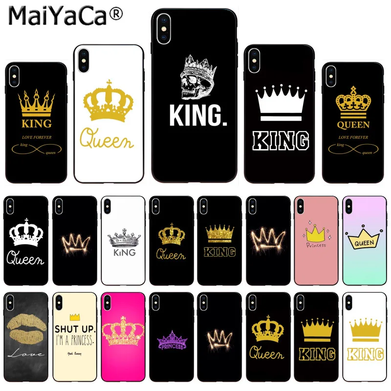 

MaiYaCa Unique Luxury Silicon phone case King Queen Crown for iphone 11 pro X XS MAX 66S 7 7plus 8 8Plus 5S SE XR