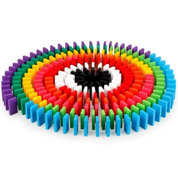 

120 PCS Wooden Colorful Rainbow Domino Blocks Building Toy Early Educational Toys For Children Kids Dominoes Games Gifts