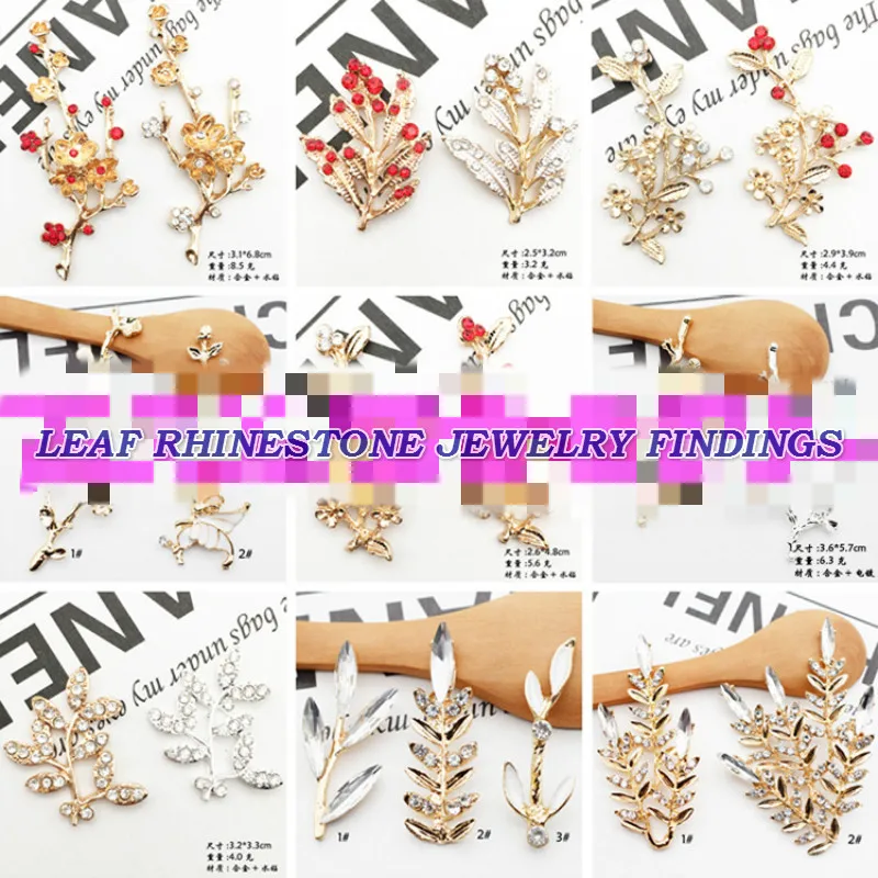 

Diy Ornaments Leaf Rhinestone Flower Metal Findings For Jewelry Making Supplies Handmade Bride Wedding Decoration Accessories