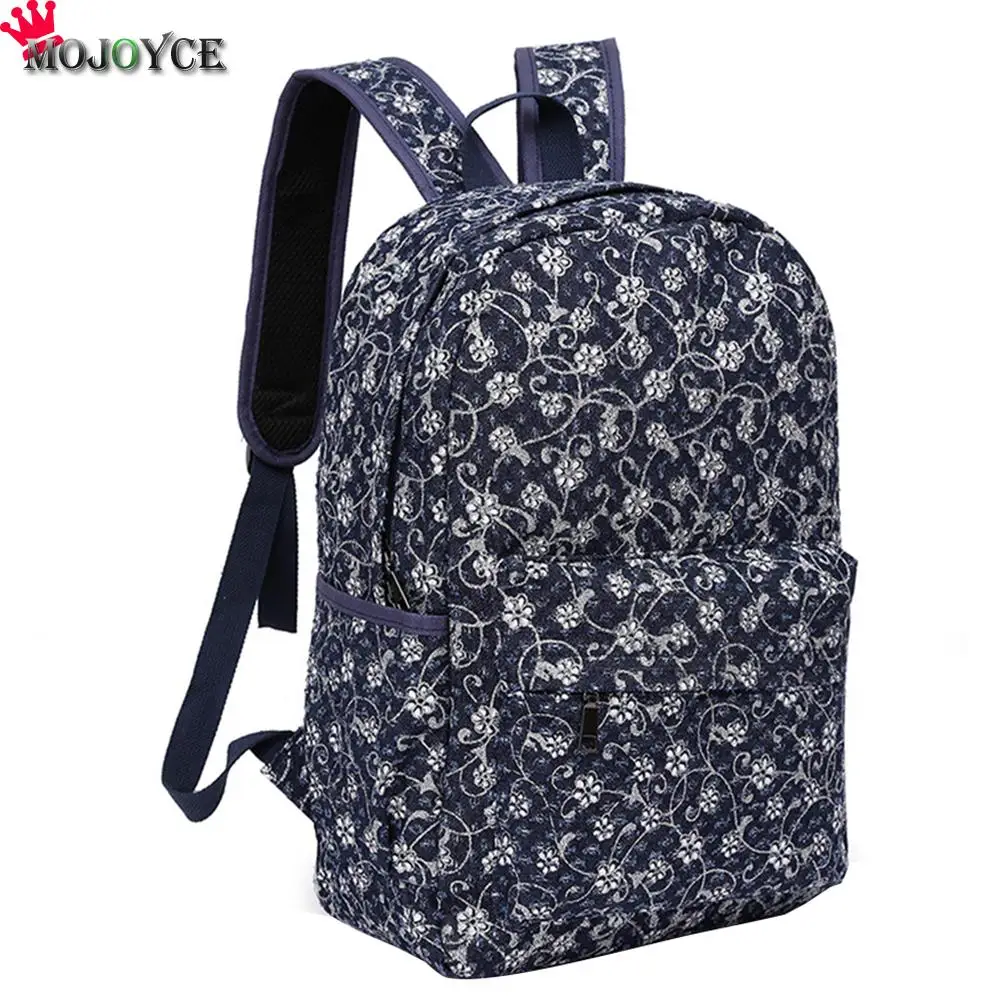 Fashionable Blue Floral Print Backpack Flower Pattern Women Back Pack School Cute Trendy Bookbag Bags for Teenage Girls bookbags-for-girls