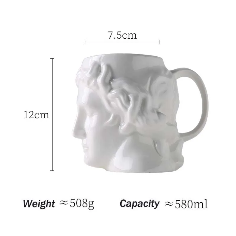 Creative 3D Style Sculpture Ceramic Mug Coffee Tea Milk Drinking Cups with Handle Coffee Mug for Office Novelty Gifts