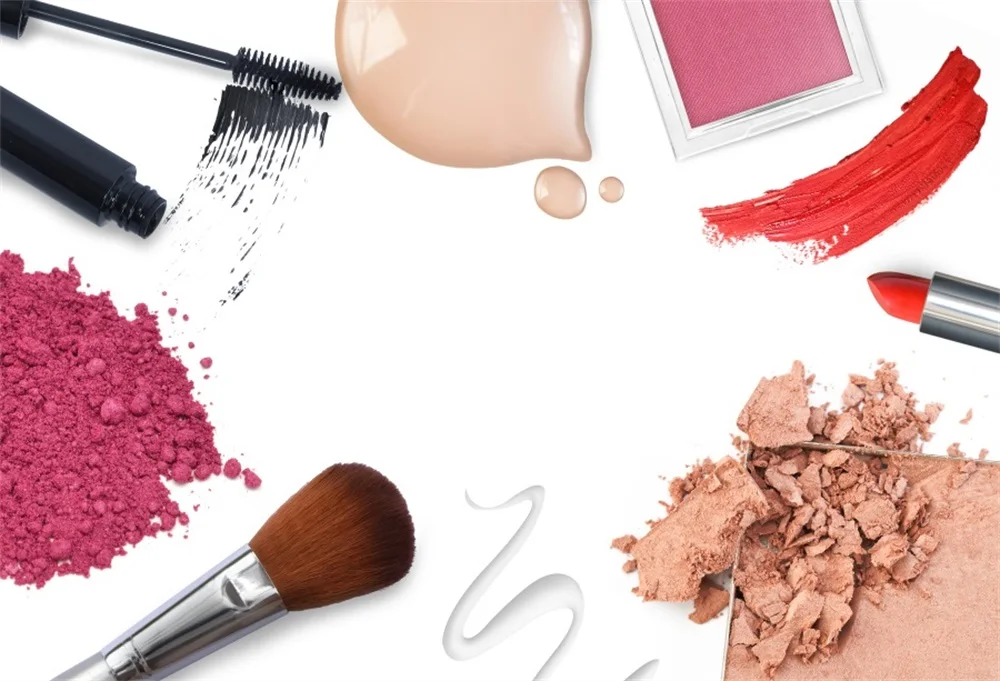

Laeacco Lipstick Eyebrow Pencil Cosmetic Girl Party Photographic Backgrounds Customizable Photography Backdrops For Photo Studio