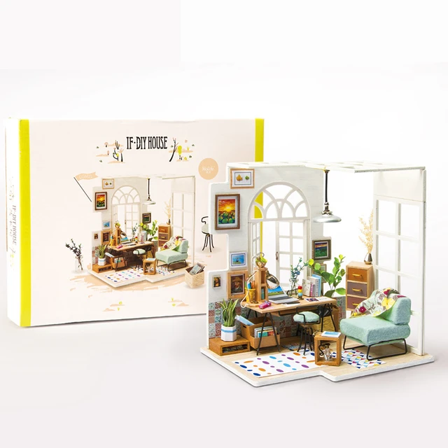 Robotime DIY Miniature Doll House with Furniture Toys for Children Wood Dollhouse Doll Accessories Girl's Gifts SOHO Time DGM01 5