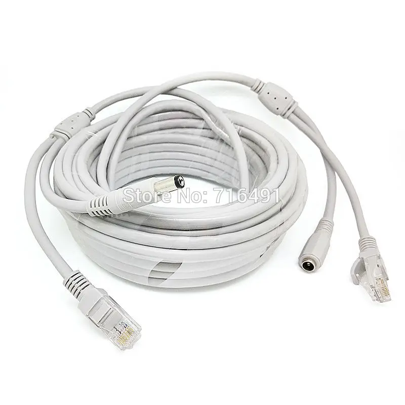

15M/49ft Network Cable RJ45 Cable + DC Power CAT5/CAT-5e Extension CCTV network Ethernet Cable For NVR System IP Camera Wi-Fi