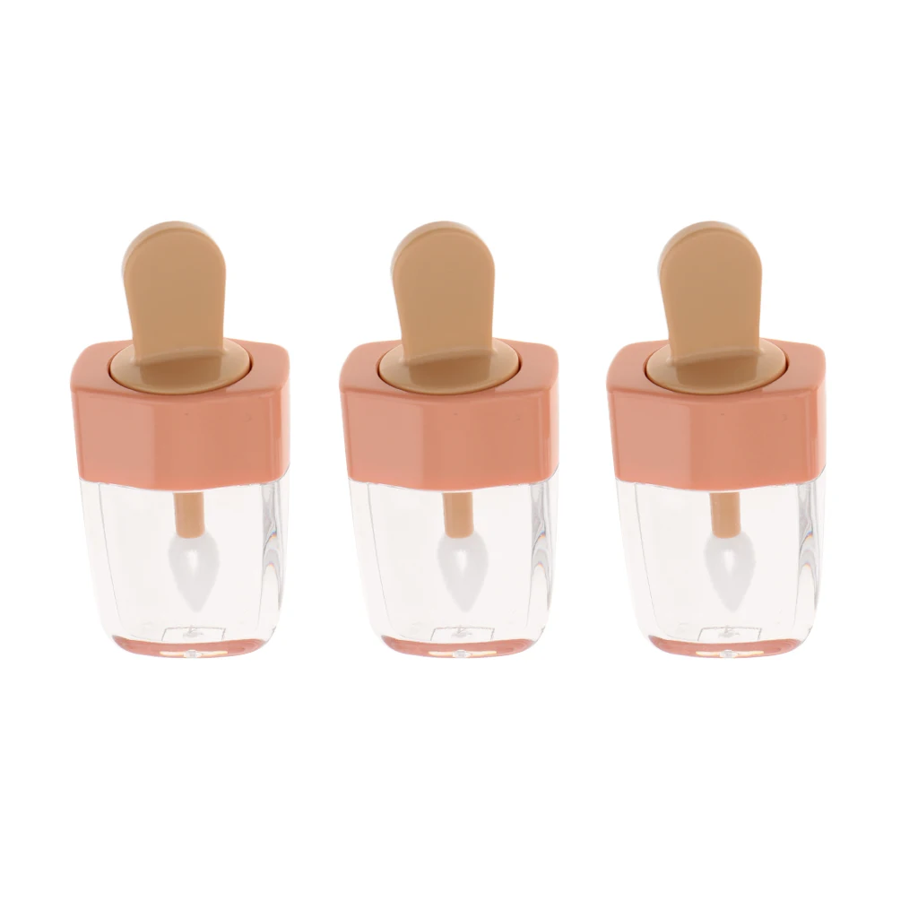 3x 5 ml Clear Mini Lip Gloss Tube Empty Lip Balm Cute Ice Cream Bottle Cosmetic Gloss Tube Travel Gloss Container with Lid