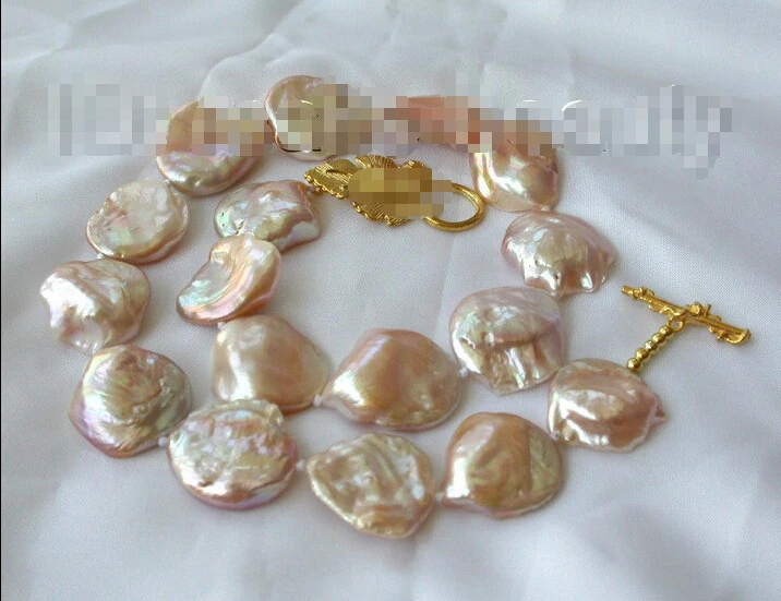 

Free shipping >>>>>> stunning big 25mm baroque pink reborn keshi freshwater pearl necklace h84