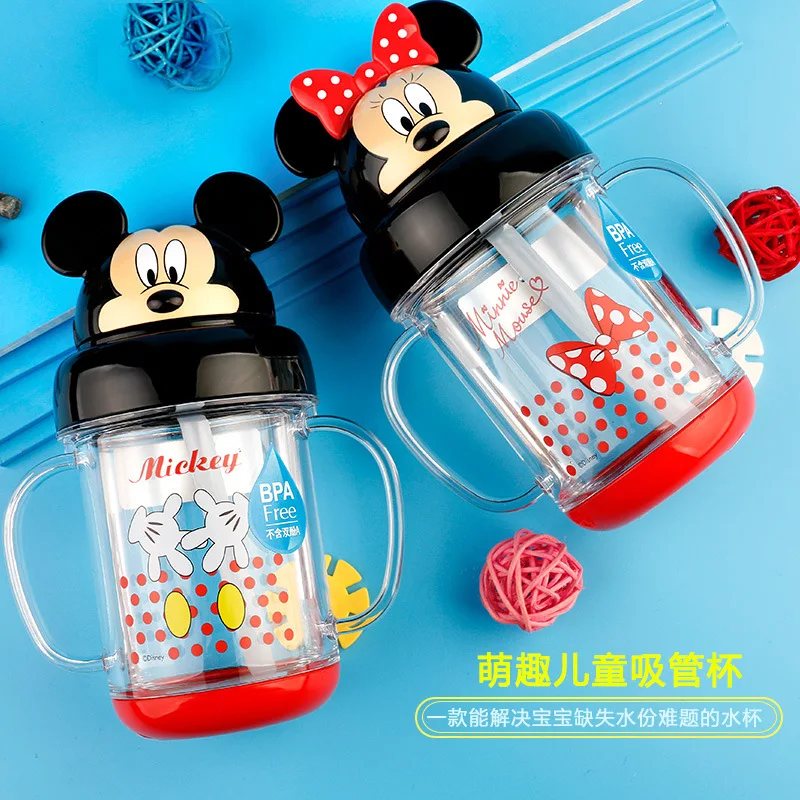 Disney детская чашка для питьевой воды с соломенной герметичной и анти-осенью от 1 до 3 лет детская бутылка для воды Питьевая чашка