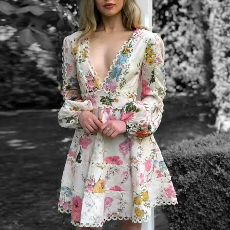 Boho Inspired Resorted 2019 HEATHERS FLOUNCE Summer DRESS V-neck Sleeves Women Party Dress Flared Scalloped Trim Vestidos | Женская