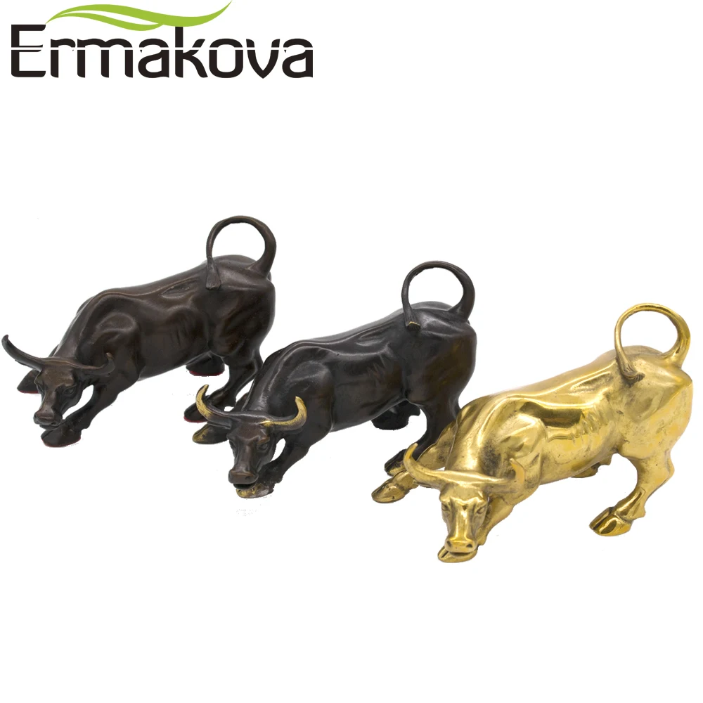 ERMAKOVA 11 5 см (4 дюйма) Латунная настенная уличная Статуэтка быка Ox заряжаемая на