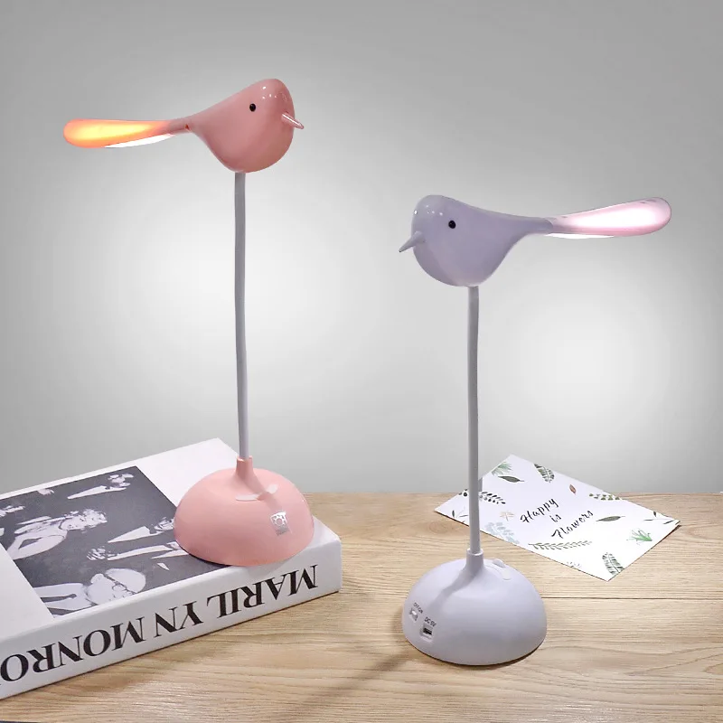

Recharge LED Desk Light Bird Reading Lamp USB Operated Decorative Night Light Phone Holder Kid Child LED Lighting Gift IY303168