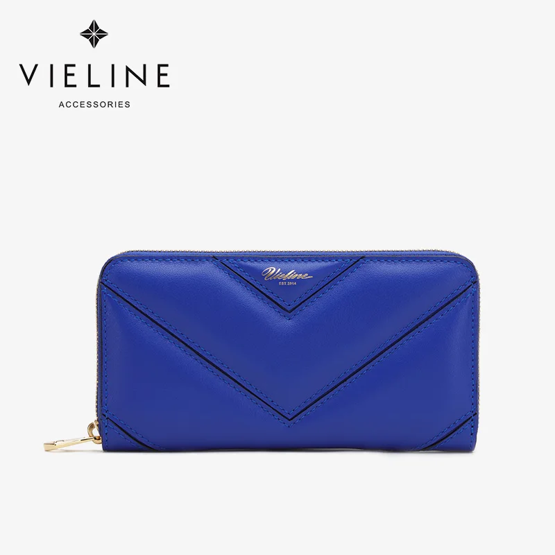 Vieline, известный бренд, женские клатчи из натуральной кожи, кошелек, Дамская мода, коровья кожа, Длинный кошелек, большой кошелек - Цвет: all blue