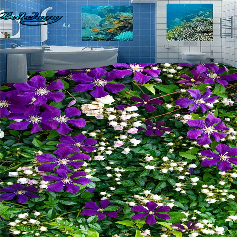 Aliexpress.com : Buy beibehang Flowers complex green plant realistic 3D floor painting 