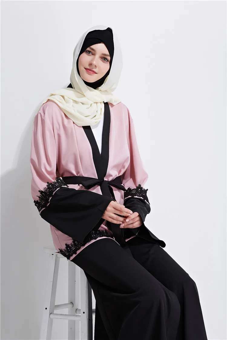 Для взрослых мусульманская вышивка кружево кардиган абайя Мода Дубай Исламская большой размеры платье wj755 молитва услуги костюмы беспла