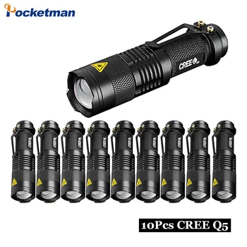 

10pcs/Lot 2000LM Q5 Led Flashlight Lanterna Mini Zoomable 3-Modes Glare Torch Night Camping Lighting Lamp Penlight z15