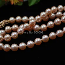 AAA Потрясающие 8 мм Круглый Павлин розовый прекрасно жемчужное ожерелье 45 см