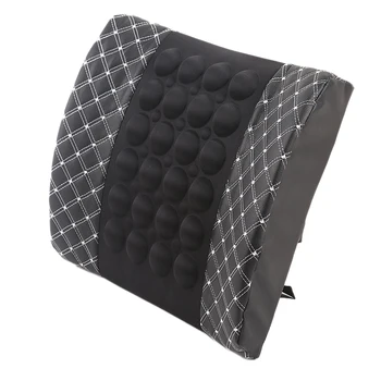 

Car Electric Pillow Waist Massager Pillow Soft Cotton Back Support Office Chair Lumbar Pillow Dc12V Black and White
