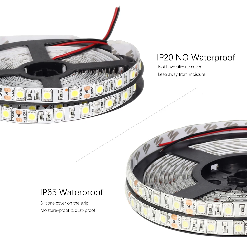 Светодиодная лента 12 в пост. Тока 5050 SMD 60 светодиодов/м 5 м/лот IP20 IP65 гибкая RGB RGBW RGBWW