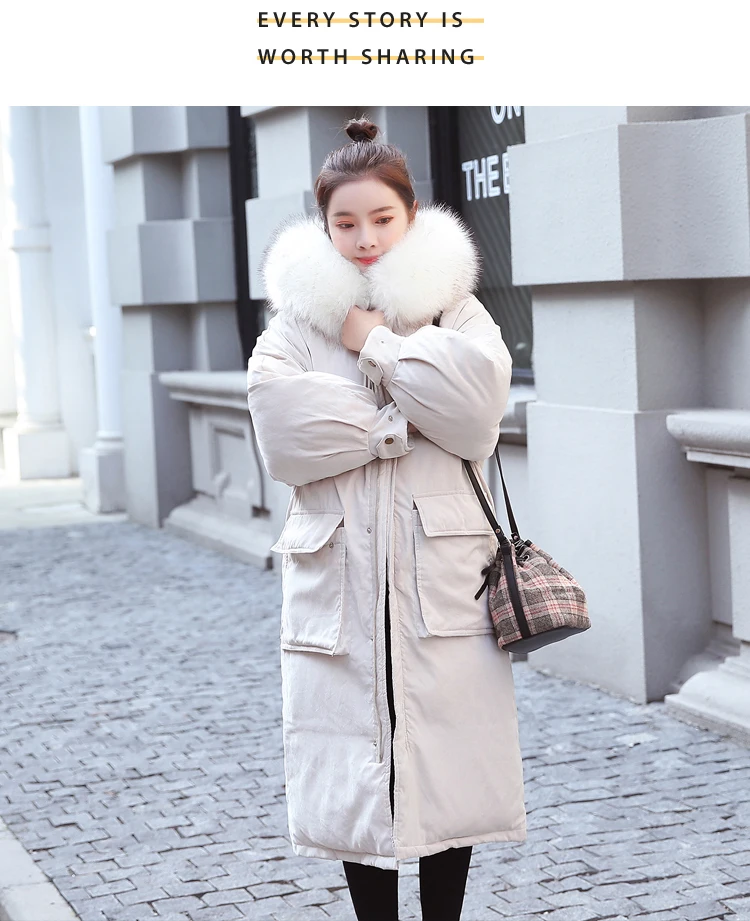 AYUNSUE Parkas Mujer Long Winter Jacket Women Coat Korean Parka Fur Collar Large Size warm padded womens jackets KJ2471