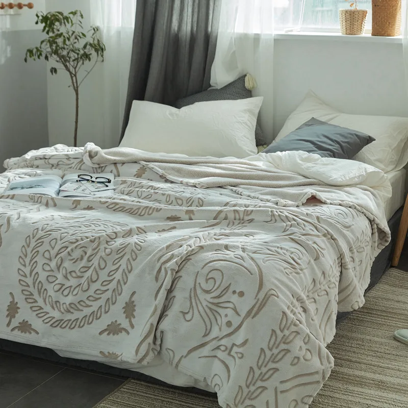 Мягкое теплое утолщенное фланелевое одеяло на кровать, антистатическое покрывало из искусственного меха норки, покрывало из кораллового флиса, Клетчатое одеяло для двойной кровати
