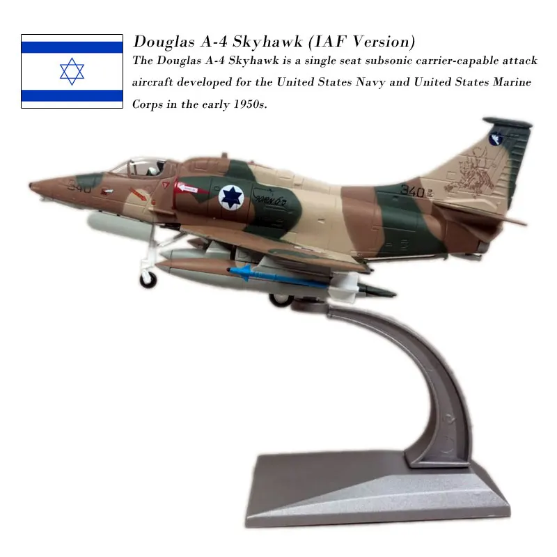 

WLTK Military Model 1/72 Scale IAF Douglas A-4 Skyhawk Fighter Diecast Metal MPlane Model Toy For Collection,Gift,Kids