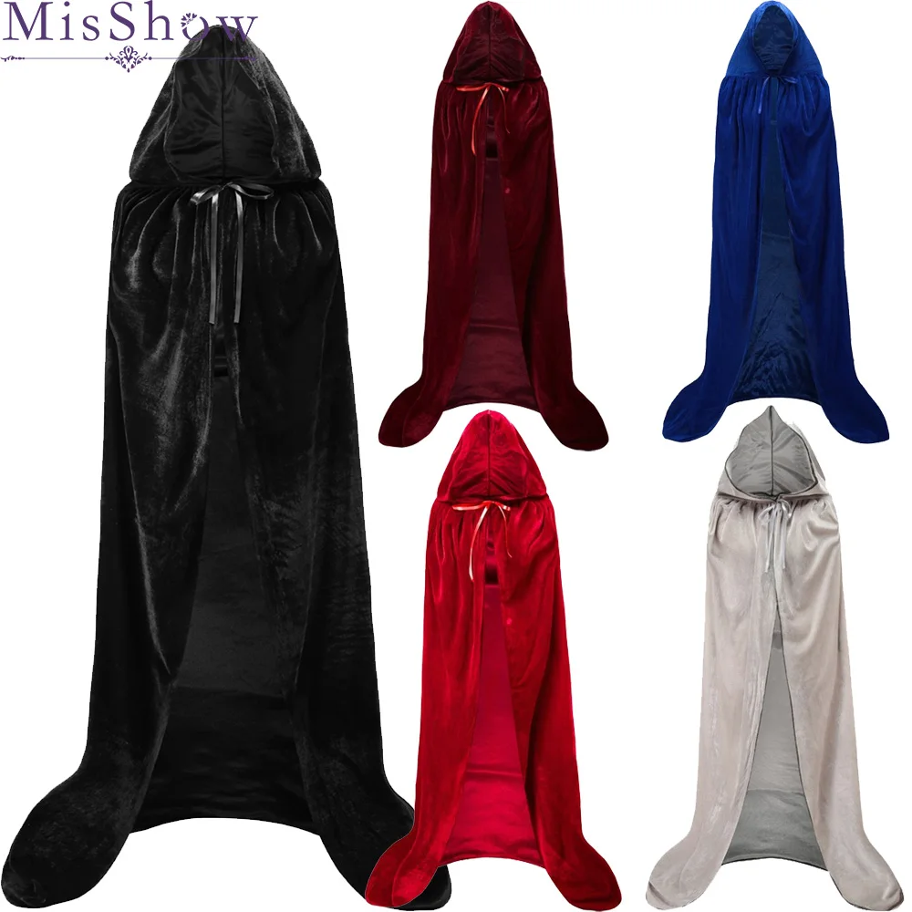 

2019 Women/Mens Child Halloween Cloak Velvet Hooded Cape Party Cosplay Costume Xmas Fancy Dress Hooides Cape Pocho for Hallowmas