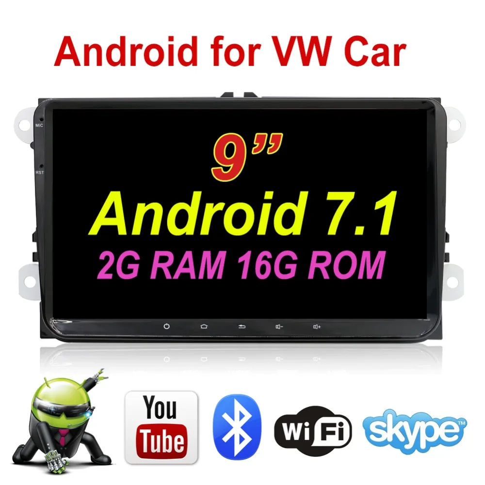 Discount 2 Din 9" Android 7.1 Quad Core Car Head Unit Radio for vw Volkswagen Golf Plus Passat CC Touran Tiguan Sharan Skoda Seat 0