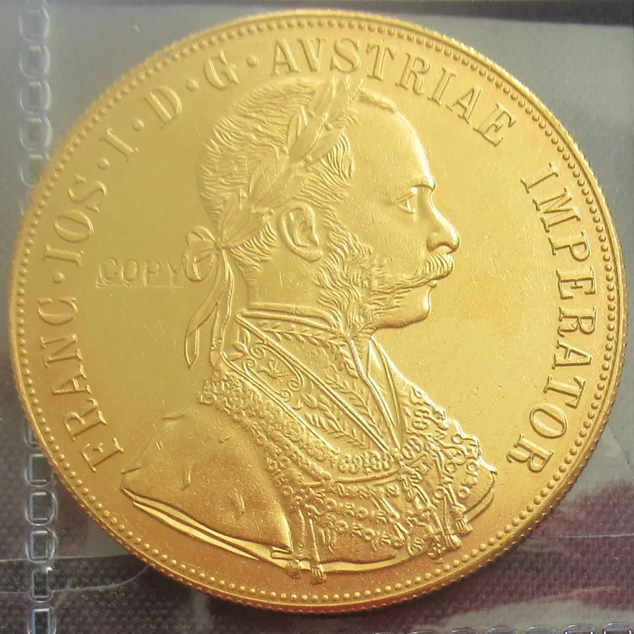 

1901 Austria - Habsburg 4 Ducats - Franz Joseph I Diameter 40MM Real Gold-Plated REPLICA Decorative Coins