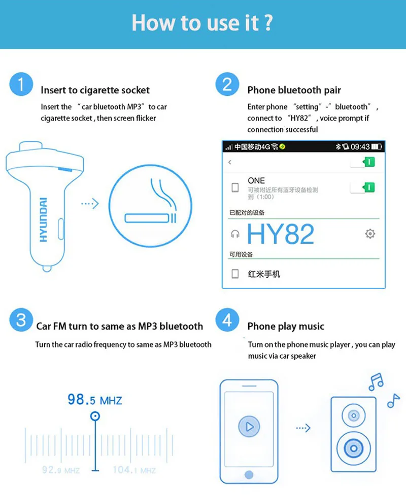 JaJaBor fm-передатчик Bluetooth автомобильный комплект Handfree Автомобильный MP3 аудио плеер Обнаружение напряжения шумоподавление двойной USB Автомобильное зарядное устройство