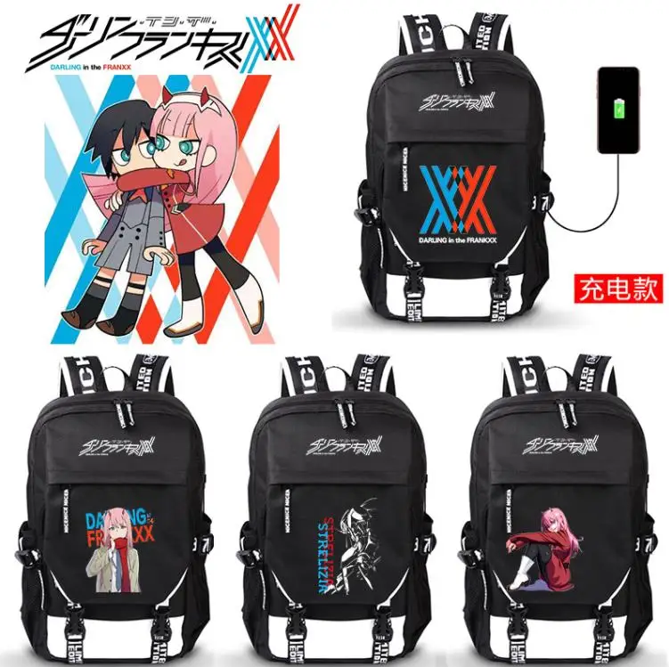 

DitF DARLING in the FRANXX Anime Printing Backpack ICHIGO MIKU ZERO TWO Cos Women Backapck USB School Bags for Teenage Girls