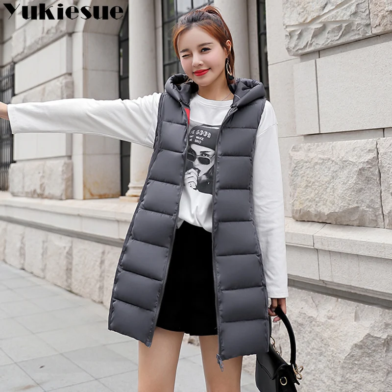 2018 Women Winter Vest Waistcoat New Women Long Vest Sleeveless Jacket Suit Collar Down Cotton Warm Vest Female 2 side to wear