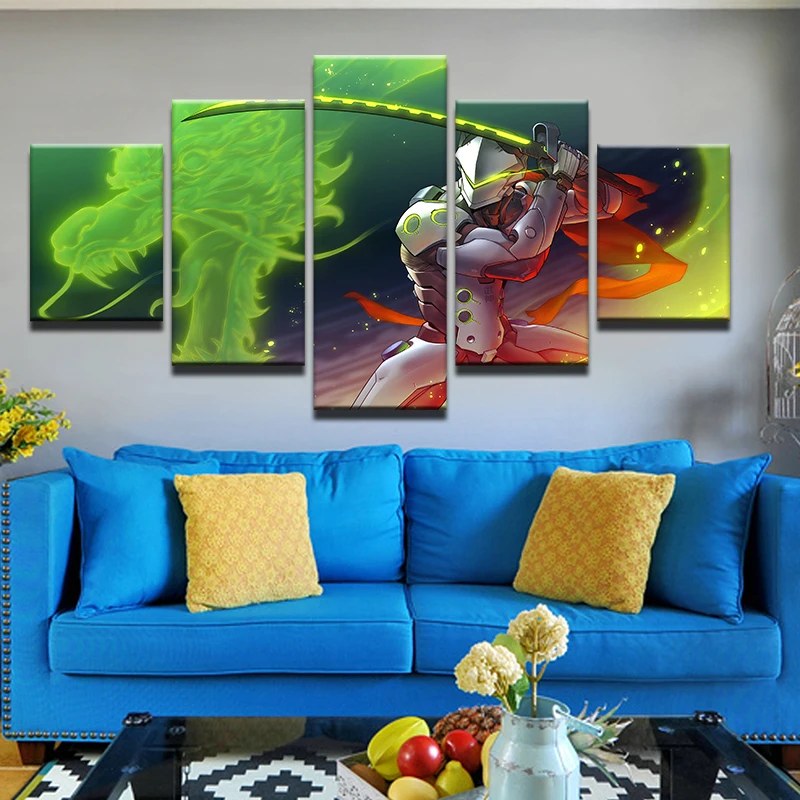 Холст печатных фотографии 5 шт. Wall Art плакат Overwatch Ace игры картина домашний декор