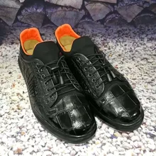 2018 new Genuine real genuine crocodil belly skin men business shoe crocodile skin men shoe black