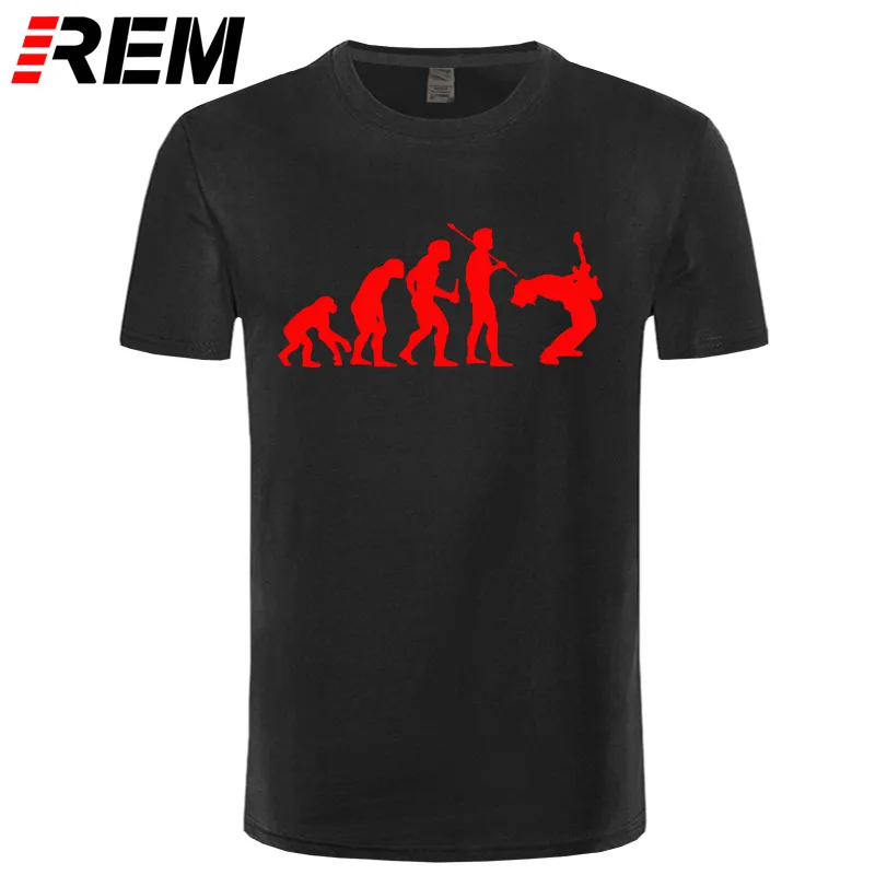 Забавная футболка гитариста, эволюция гитариста, музыка, рок-гитара, музыкальная группа, металл, Мужская футболка, 31 цвет, унисекс, крутые футболки - Цвет: black red