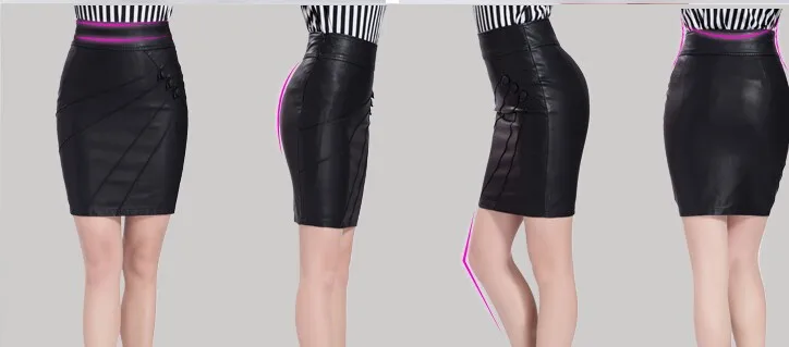 4XL 5XL осень зима женская кожаная юбка-карандаш плюс размер черная юбка из искусственной кожи s сексуальная юбка женская с пуговицей