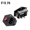 10A 250VAC 3 Pin iec320 C14 inlet connector plug power socket with red lamp rocker switch 10A fuse holder socket male connector ► Photo 2/6