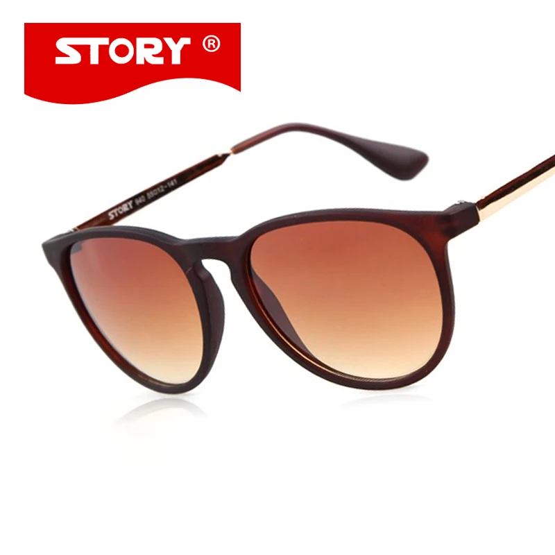 STORY 2016 Vintage Retro Erika Sunglasses Women Mirror Lens Original Designer Cat Eye Sunglasses Oculos De
