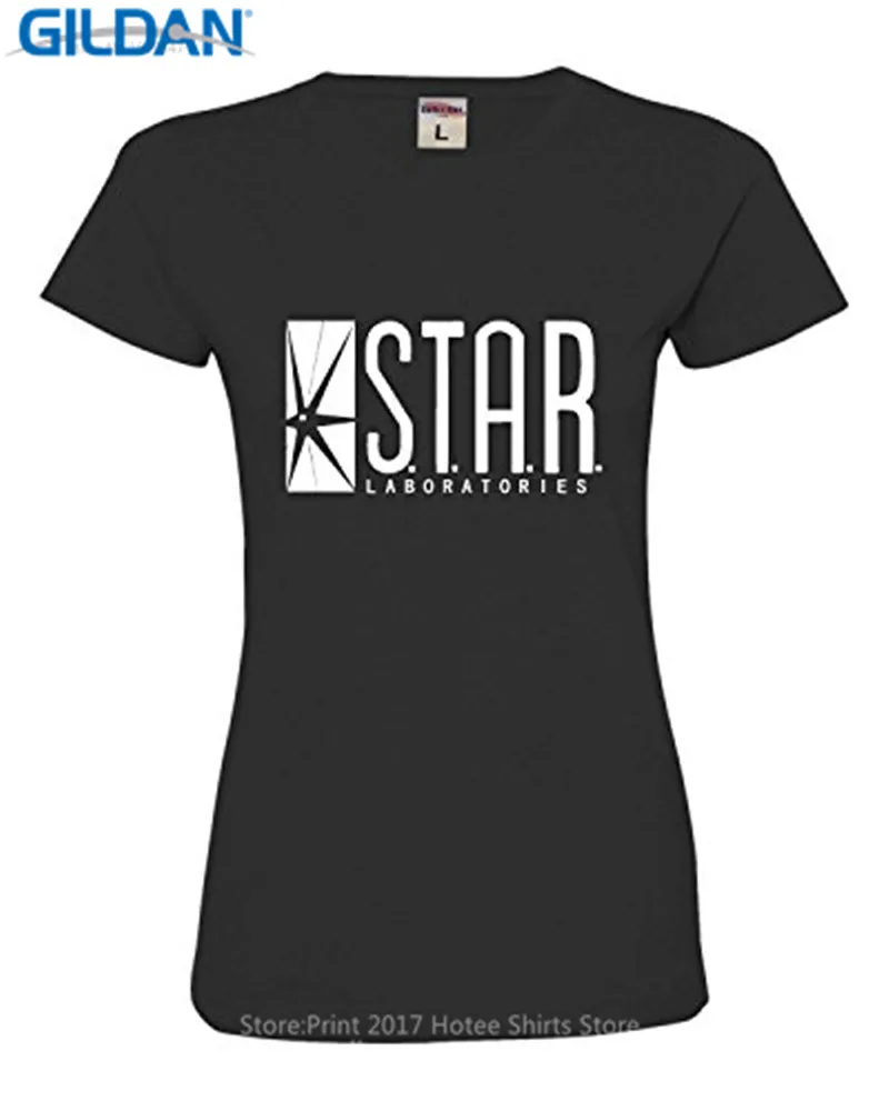 Desain Kaos Crew Leher Wanita Desain Pendek Star Labs Deluxe Lembut