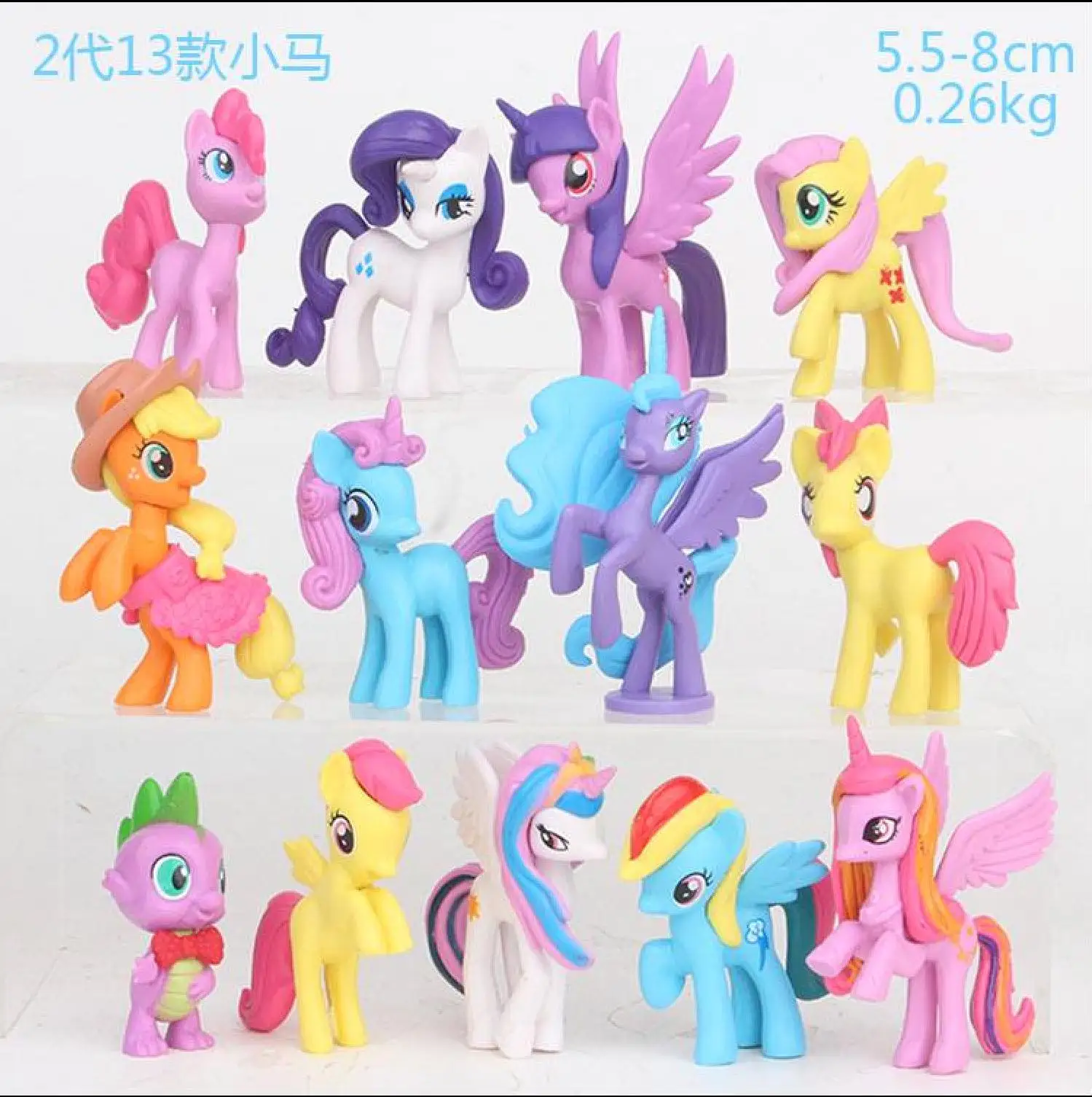 

13 pcs/set 5-8cm middle size my little pony cute pvc lovely little ponis horse action toy figures dolls for girl birthday gift