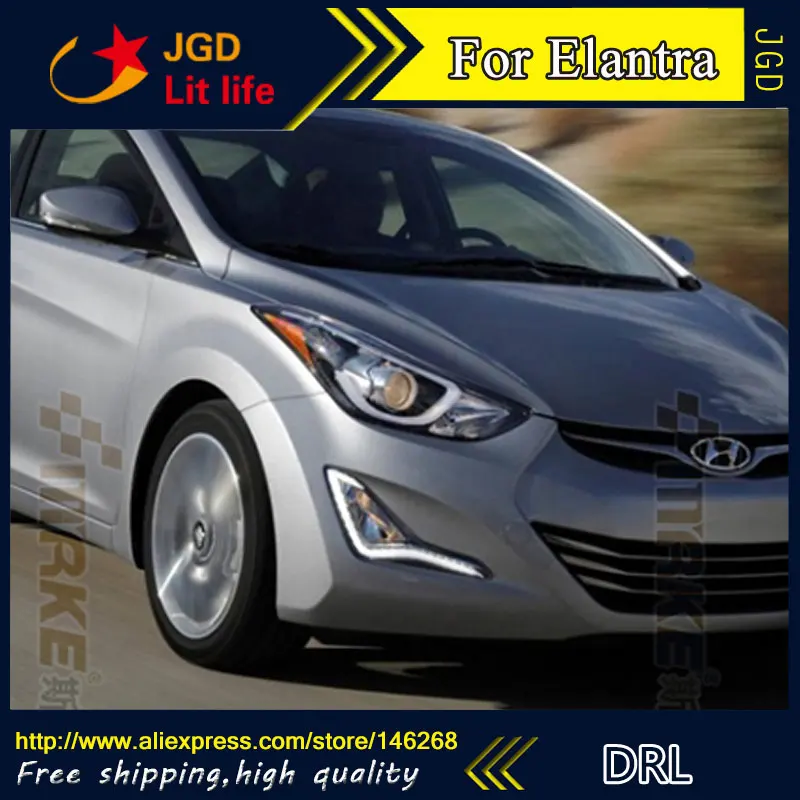 Free shipping 12V 6000k LED DRL Daytime running light for Hyundai Elantra 2014 fog lamp frame Fog