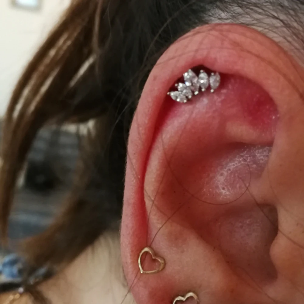 1Piece16g маркиза драгоценный камень гвоздики Спиральные серьги Tragus серьги, Надеваемые На ушной хрящ Серьга для верхней части уха Orelha Штанга пирсинг ювелирные изделия для тела