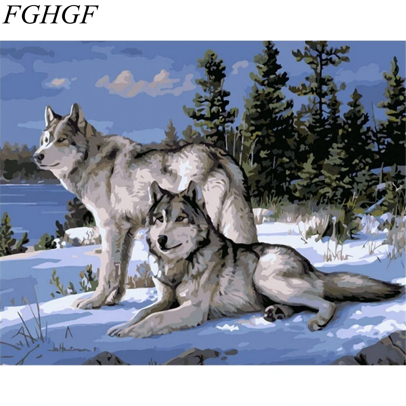 FGHGF DIY Digital Canvas Oil Painting Unique Gifts Of Wolf The Frameless Painting By Numbers Picture