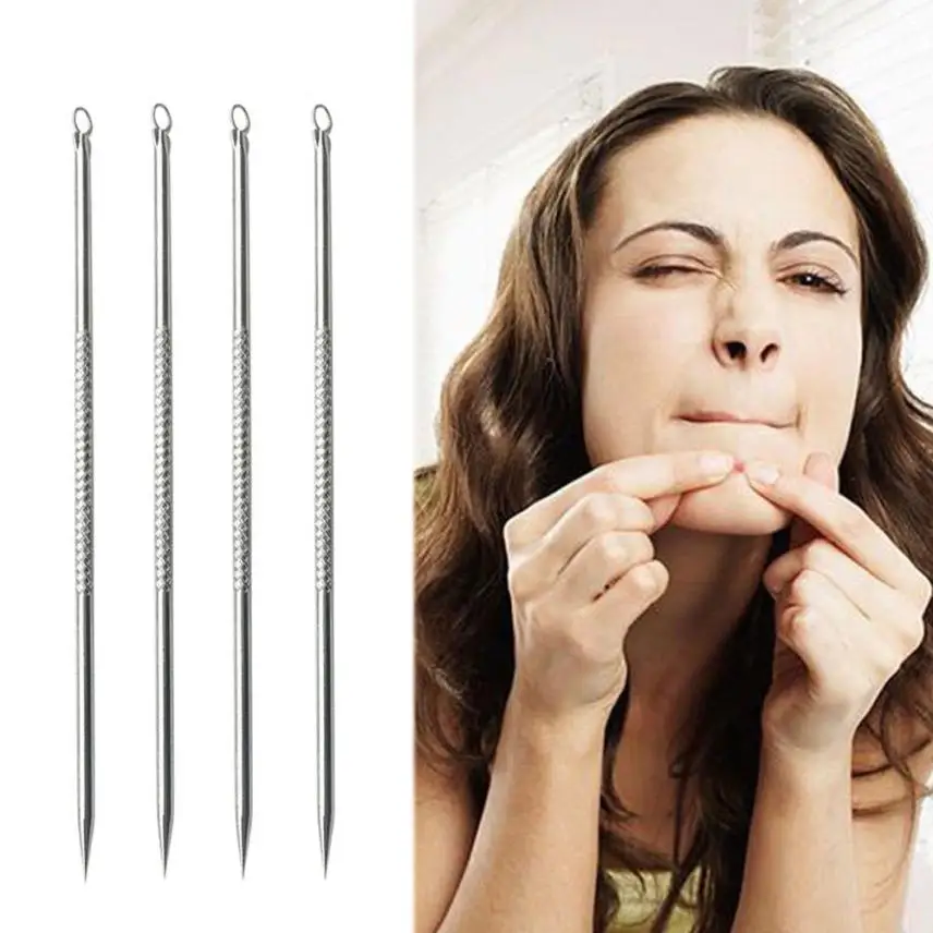 

Beautiful Women 2017 4 Pc Pimple Blemish Comedone Acne Extractor Tool Straight Blackhead Acne Clip Dropshopping Wholesale