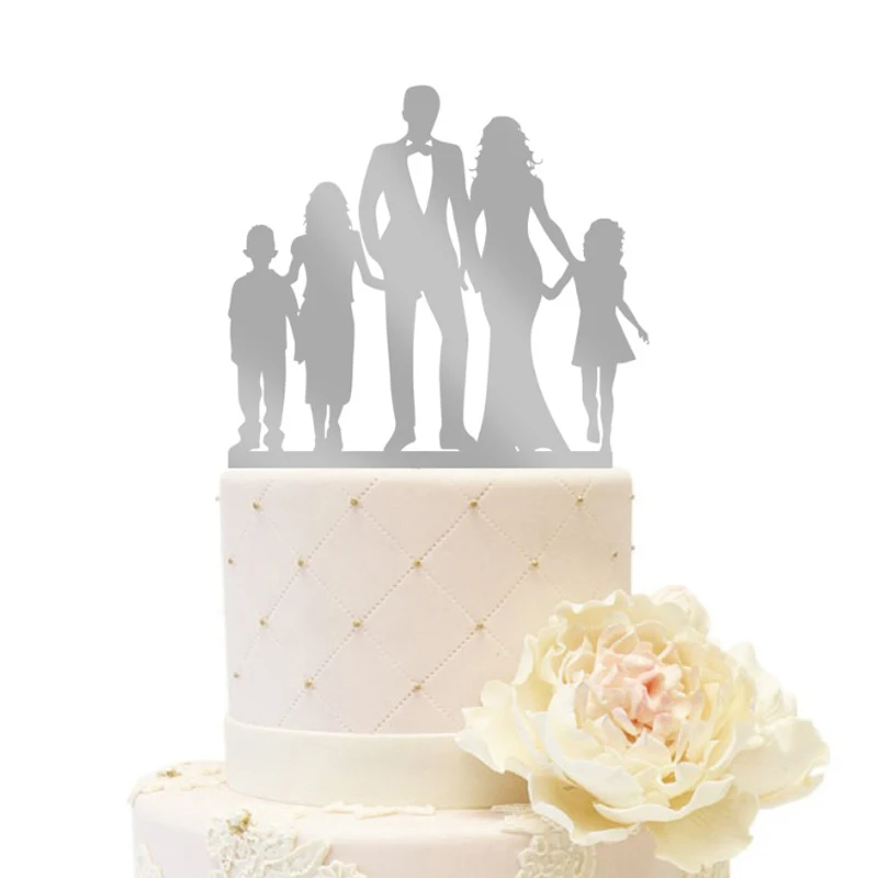 

Family Anniversary Wedding Cake Topper Bride and Groom Custom Kids Girls Boy Engagement Wedding Party Cakes Decorated