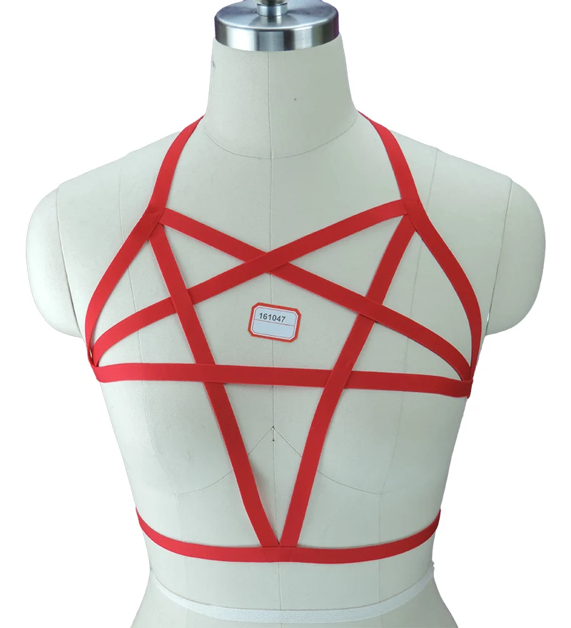 Pentagram Bra Slave Chest corset bondage harness bustier cage crop top