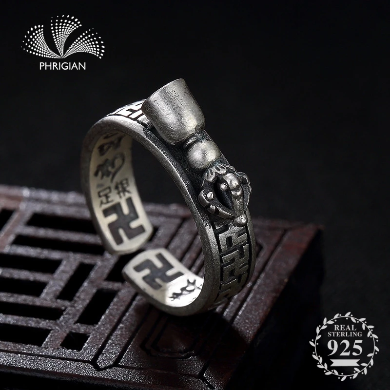 

NOT FAKE S925 Fine Jewelry Ring 925 Sterling Silver Women Handmade Vintage Natural Retro Exquisite Semi Gemstone