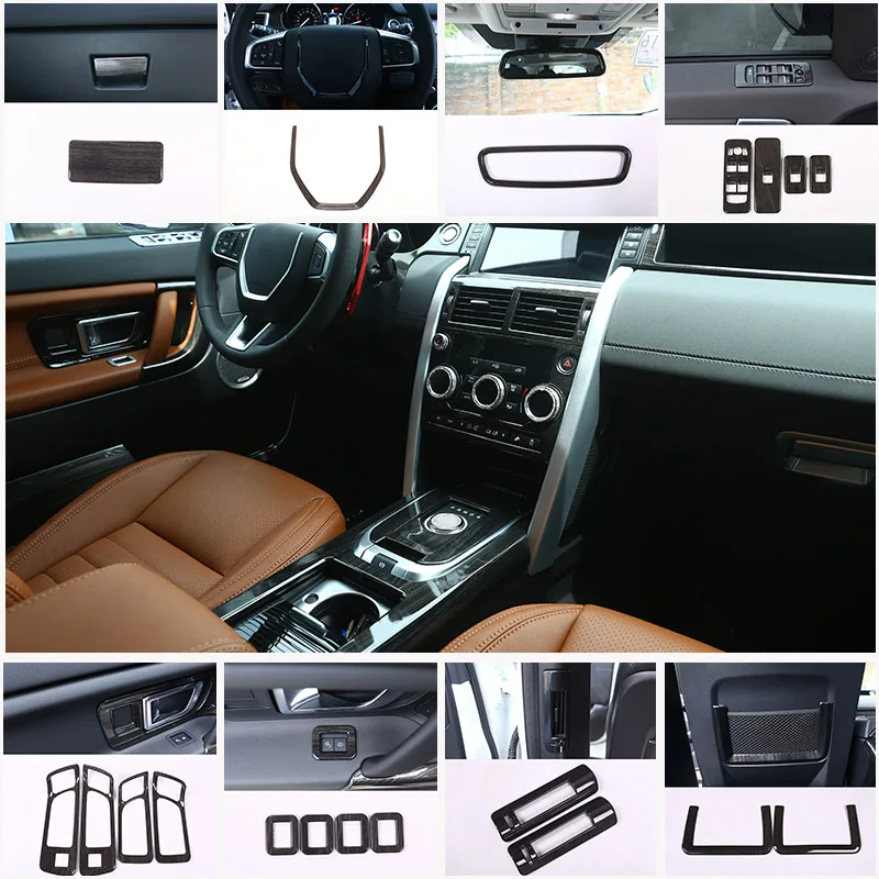 For Land Rover Discovery Sport 2015 2016 2017 ABS Chrome Black Dark Ash Wood Grain Colour Interior Mouldings Trims Kits Parts For Land Rover Discovery Sport 2015 2016 2017 ABS Chrome Black Dark Ash Wood Grain Colour Interior Mouldings Trims Kits Parts