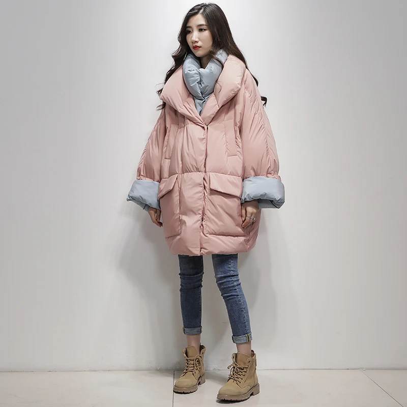 LYNETTE'S CHINOISERIE Winter Original Design Women Brief Loose X-long Hooded White Duck Down Coat Jackets Outerwear