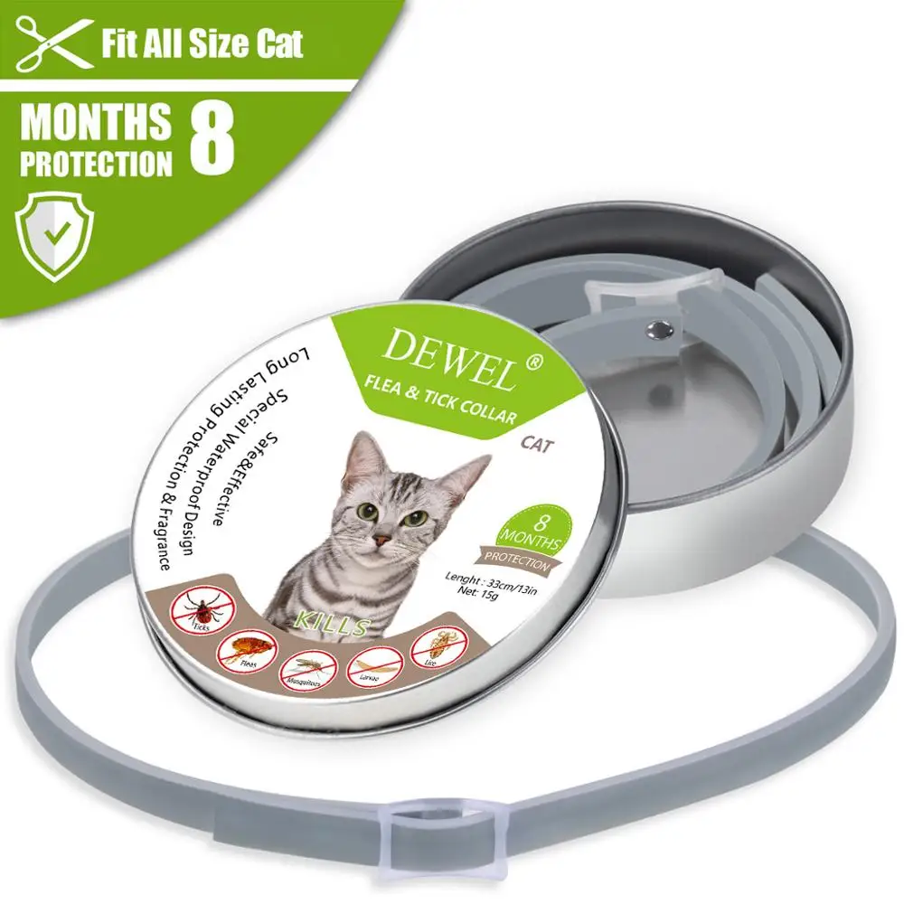 

Dewel 8 Month Flea & Tick Prevention Collar for Cats Mosquitoes Repellent Collar Insect Control Collar Mosquitoes Pet Collars