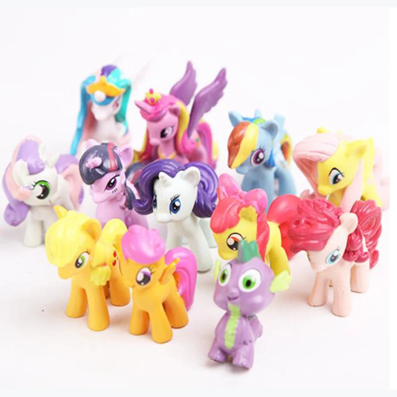 

12/pcs Plastic Horses Cute patroled PVC Unicorn Toys For Birthday Christmas doll Gifthorse toy Doll Brithday Gift WJ431