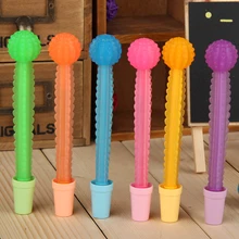 5 шт./партия, новая южнокорейская креативная канцелярская Милая модная школьная гелевая ручка С КАКТУСОМ, 0,38 мм, гелевая ручка с цветочным шариком